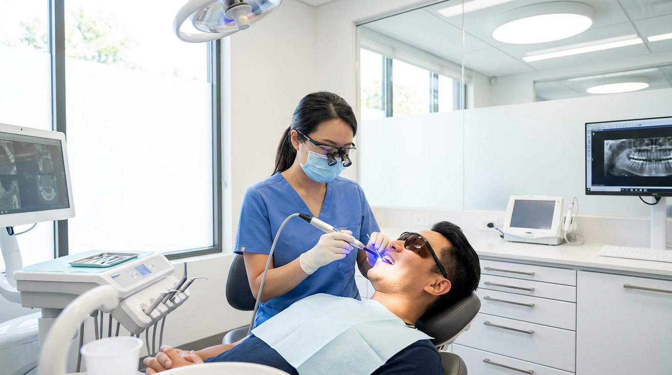 gemini image 2 A professional chinese dentist performing laser dentistry on an chinese adult pa 0 a804436b e771 4ee7 9ac1 6ed9adbf9810